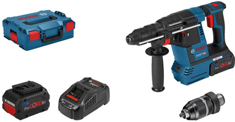 Bosch professional gbh 18v-26 f accu combihamer sds-plus 2,6j + snelwisselboorkop 18v 5.5ah in koffer - 061191000f