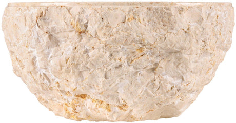 Differnz asti waskom - massieve opzetwaskom van gepolijst marmer - rond model ø 38 cm - te bevestigen op een blad - zonder overloop - elk exemplaar met uniek patroon - kleur beige