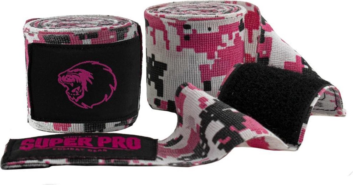 Super pro combat gear bandages camo roze zwart wit 250cm
