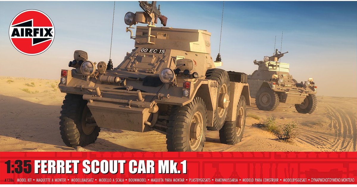 Airfix modelbouwpakket militaire voertuigen - 1386 ferret scout car mk.1 - brits gepantserd verkenningsvoertuig - militair voertuig plastic - 1:35 - modelbouw