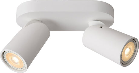 Lucide xyrus - plafondspot (plafondlamp) - led dim to warm - gu10 - 2x5w 2200k 3000k - wit