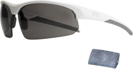 Bbb cycling fietsbril heren en dames - wielrenbril met 3 verwisselbare lenzen - lichtgewicht racefiets bril - mat wit - impress bsg-58 one size