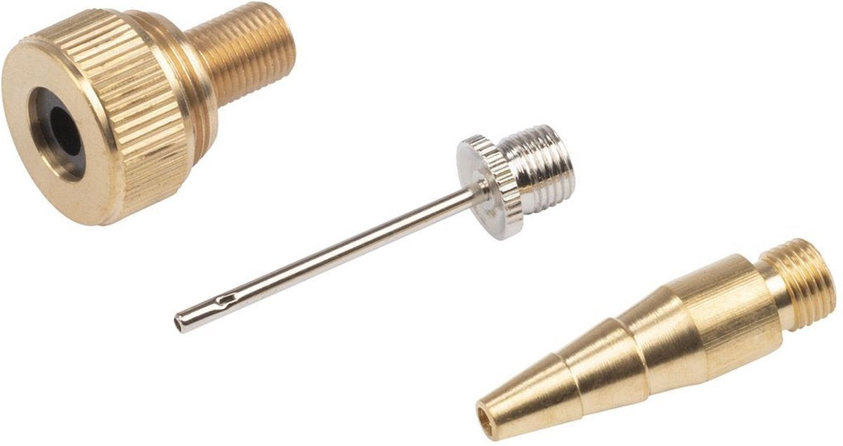 Powerplus powair0101 compressor adaptor set - 3 delig - voor luchtcompressor - voor oa ballen, fiets- en autobanden, luchtmatrassen, zwembaden