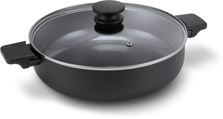 Brabantia vanta hapjespan - ø 28 cm - met deksel - sauteerpan - keramische antiaanbaklaag titanium versterkt - geschikt voor inductie - 100% pfas vrij - zwart