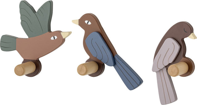 Bloomingville mini bloomingville kinderkapstok set van 3 - vogels