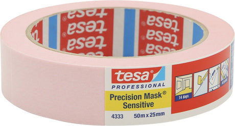 Beiersdorf tesa precision sensitive - masking tape - 50m x 38mm - roze - washi papier - verwijderbaar