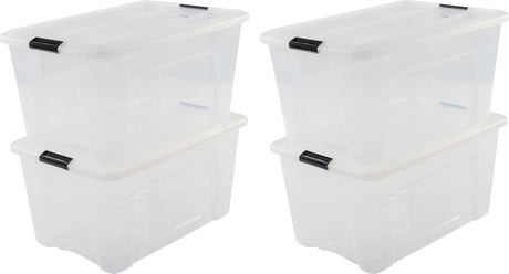Iris topbox opbergbox - 45l - kunststof - transparant zwart - set van 4