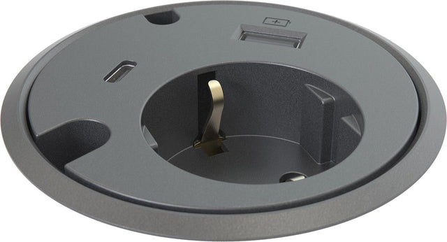 Kondator powerdot 79mm 1x 230v 1x usb lader 1x usb-c, zwart
