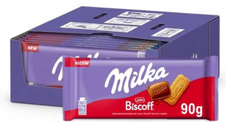 Milka chocolade reep biscoff - doos 24 x 90 g - chocoladerepen en tabletten - voorraad - verjaardag cadeau vrouw of man - geschenkset voor man en vrouw