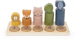 Trixie houten telpuzzel 0-5 - educatieve puzzel voor peuters - leren tellen en cijfers herkennen