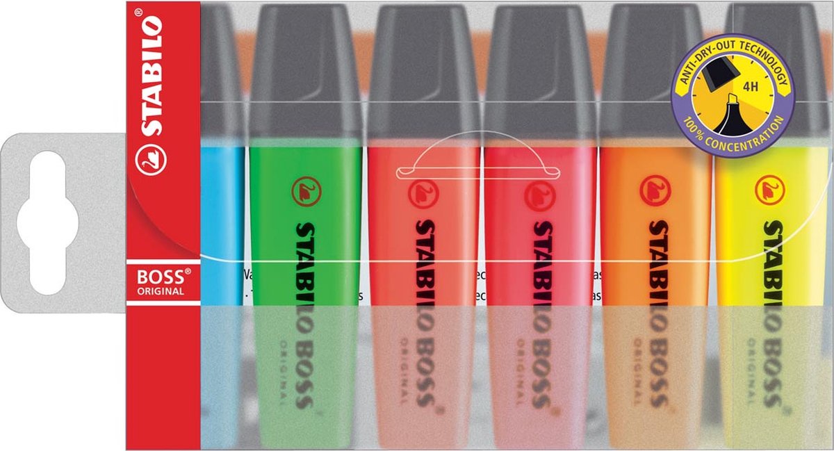 Stabilo markeerstift boss 70 6 6st assorti | 5 stuks