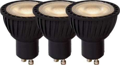 Lucide mr16 - led lamp - ø 5 cm - led dimbaar - gu10 - 3x5w 3000k - zwart - set van 3