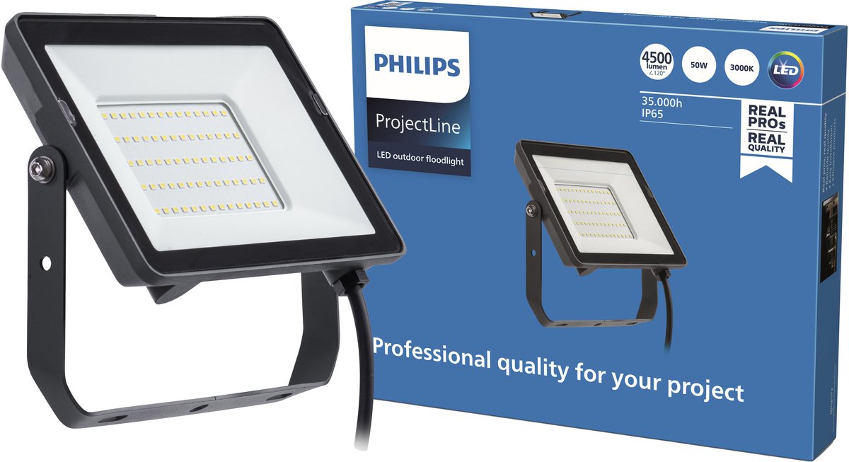 Philips led philips projectline schijnwerper - 50 w - warmwit licht