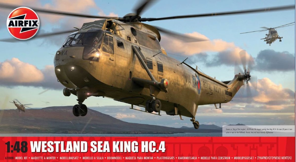 Airfix modelbouwpakket militaire voertuigen - 11008 sikorsky s-61 - westland sea king hc.4 - helikopter plastic - 1:48 - modelbouw