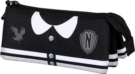 Karactermania - wednesday - varsity - fan 2.0 triple etui - potloden etui - pennenetui - zwart