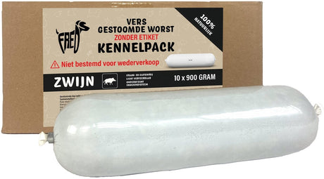 Freds gestoomd vers vlees worst kennelpack zwijn graan en glutenvrij - 10x900 gr
