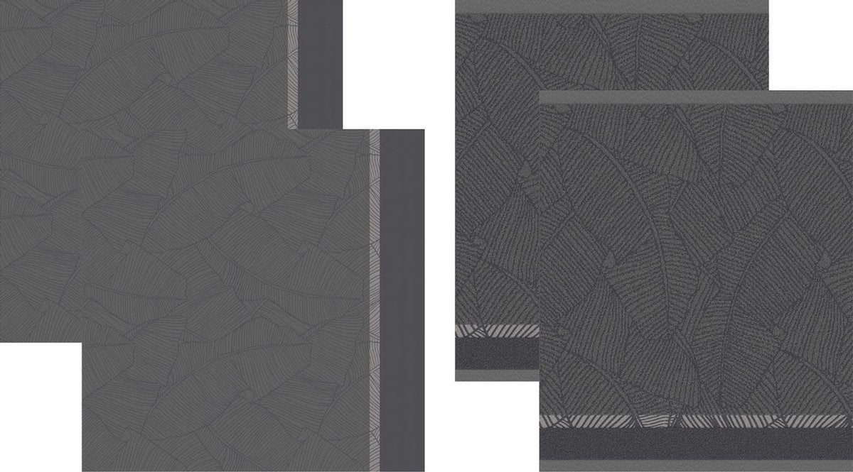Ddddd - barrier - theedoeken en keukendoeken set - set van 4 stuks - katoen - botanische print - 60x 65 cm 50x55 cm - antraciet