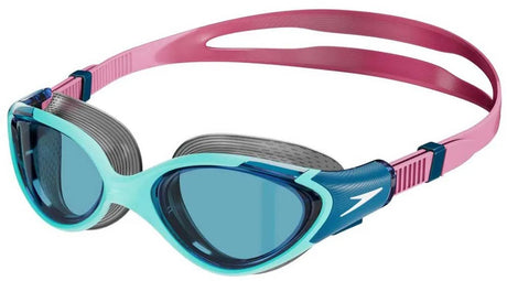 Speedo biofuse 2.0 zwembril dames - ergonomische duikbril volwassenen - anti condens uv-bescherming - professionele zwembril met drukknopsluiting - superzachte afdichting - blauw roze