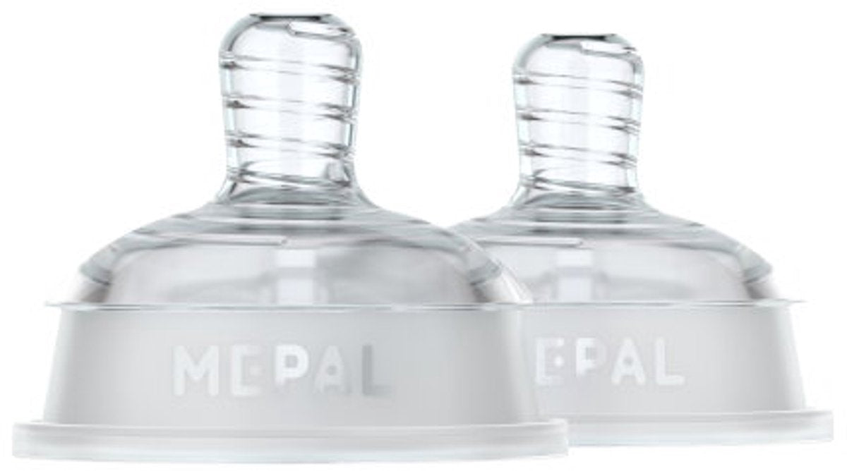 Mepal mio set flesspeen 2-delig slow - anti-koliek - spiraalontwerp voorkomt verstopping - siliconen van medische kwaliteit - helder