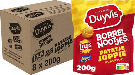 Duyvis borrelnootjes lay's patatje joppie - pinda noten - 8 x 200 gram