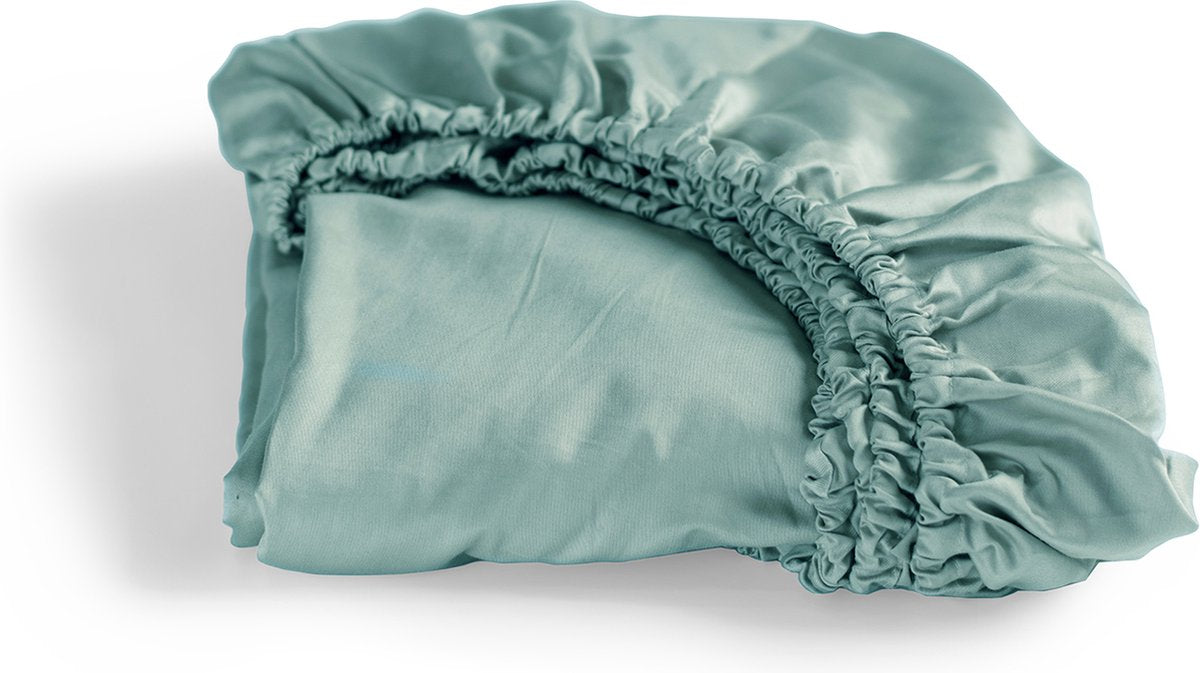 Cinderella - sundays - hoeslaken - tot 25 cm matrashoogte - satijn - 100x210 cm - mineraal groen