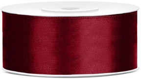 Partydeco - satijn lint bordeaux rood 25mm rol 25m