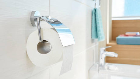 Tesa ® smooz - toiletrolhouder - zonder boren - zelfklevend - verchroomd metaal - glans