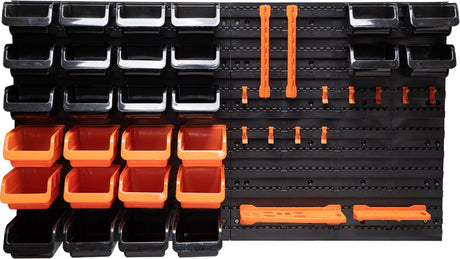 Black+decker gereedschapsbord met opbergbakjes en hangers - 98 x 23 x 43 cm - 43 onderdelen - gereedschapswand
