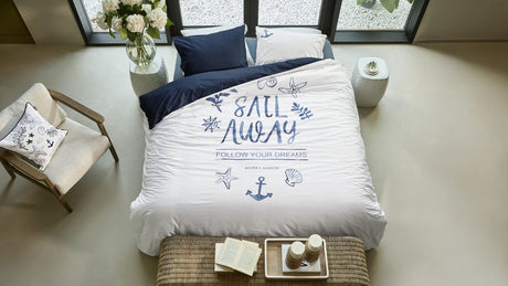 Riviera maison rivièra maison sail away dekbedovertrek - lits-jumeaux xl - 260 x 200 220 cm - blauw