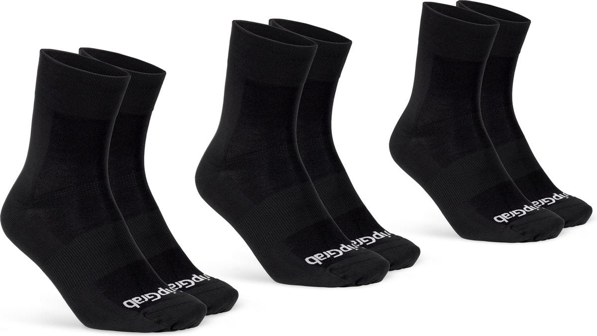 Gripgrab - lightweight sl 3pack performance zomer fietssokken 3 paar coolmax wielersport sokken regular cut - zwart - unisex - maat l (44-47)