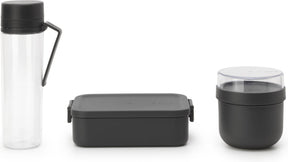Brabantia make take ontbijt- en lunchset - 3-delig - kunststof - dark grey