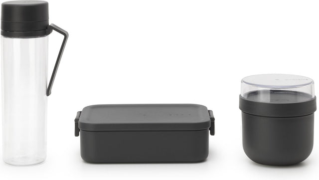 Brabantia make take ontbijt- en lunchset - 3-delig - kunststof - dark grey