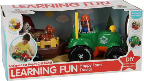 Kiddygo tractor speelgoed met dieren en licht en geluid aanhanger.