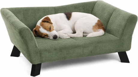Flamingo hondenbed – sofa hond – sofa kat – damario rechthoekig groen – 62,5 x 43 x 25 cm – houten pootjes one size