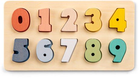 Woet ® houten cijferpuzzel - getallen 0 t m 9 - pastelkleurige cijfer puzzel - educatief leren tellen - peuterspeelgoed - vanaf 2 jaar