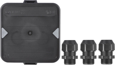 Attema kabeldoos m20 - zwart - 3 wartels - ip65