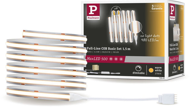 Paulmann maxled 500 led strip basisset cob 1,5m 2700k 10w 500lm m 2700k 25va