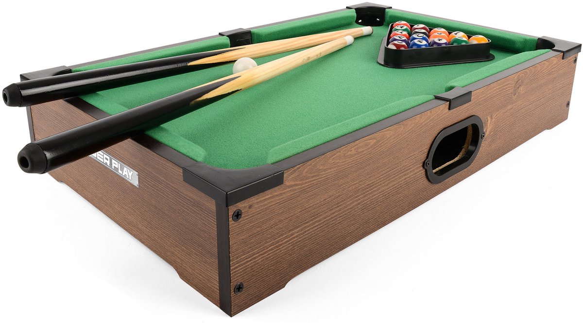 Toyrific poolbiljarttafel 51 cm bruin 20-delig