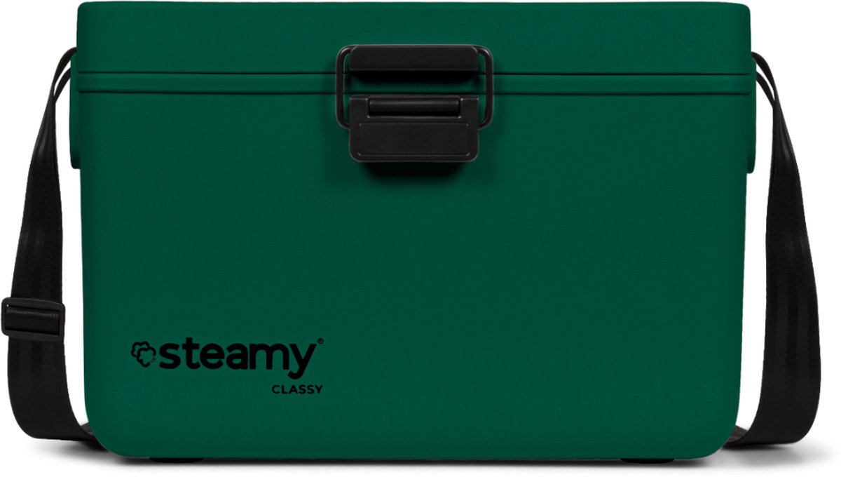 Steamy classy 12 - kleine koelbox incl. divider snijplank met schouderband - 12 liter - pine green