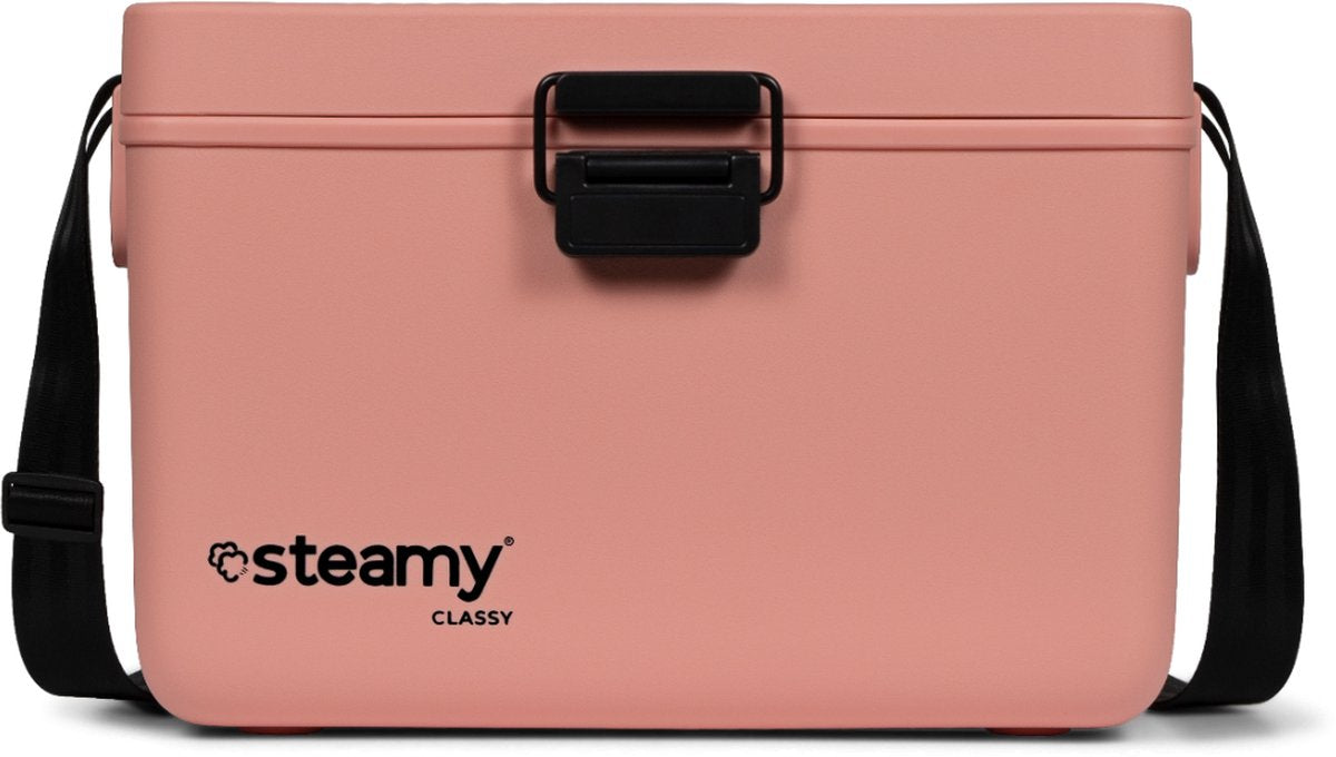Steamy classy 12 - kleine koelbox incl. divider snijplank met schouderband - 12 liter - salmon pink