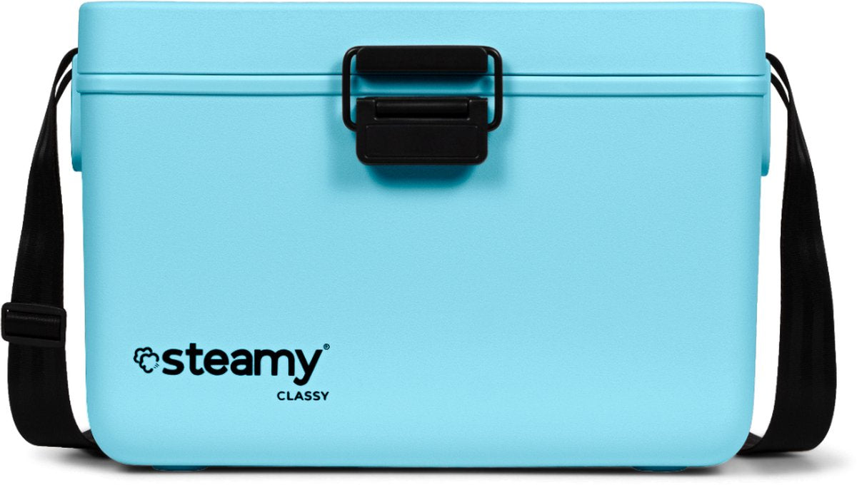 Steamy classy 12 - kleine koelbox incl. divider snijplank met schouderband - 12 liter - sky blue