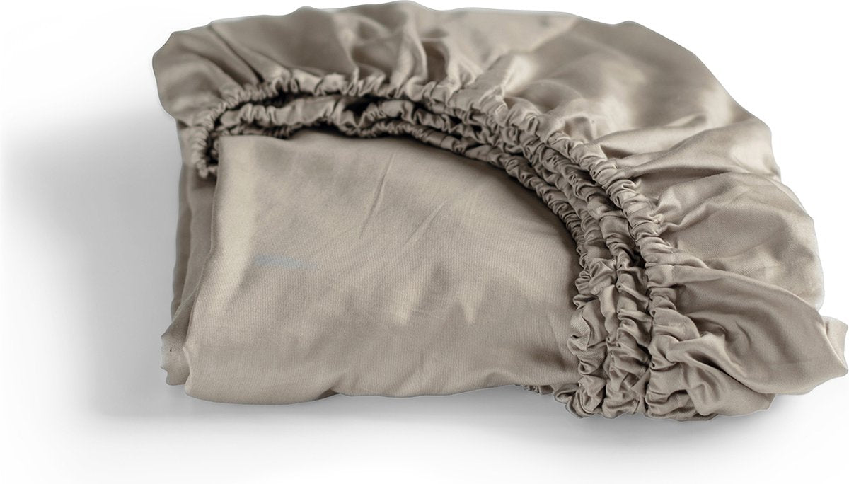 Cinderella - sundays - hoeslaken - 100% katoen-satijn - 180x210 cm - tot 25 cm - taupe