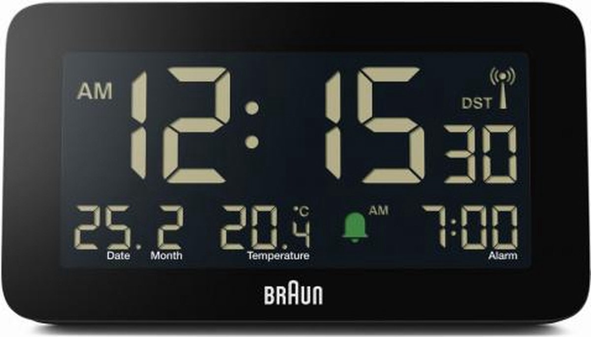 Braun bc10b-dcf - wekker - digitaal - radiogestuurde tijdsaanduiding - zwart