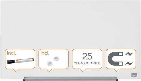 Nobo impression pro magnetisch glasbord - 68x38 cm - inclusief whitebord marker en magneten - helder wit