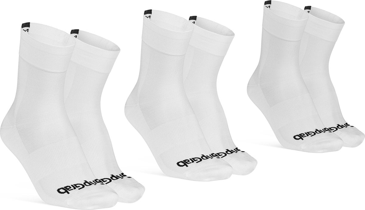 Gripgrab - lightweight sl 3pack performance zomer fietssokken 3 paar coolmax wielersport sokken regular cut - wit - unisex - maat s (38-41)