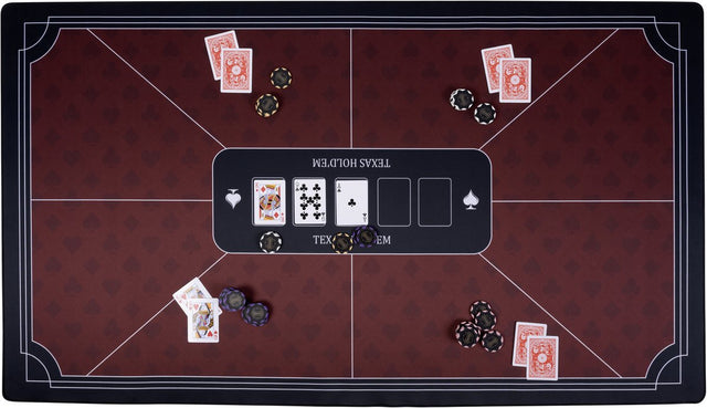 Longfield pokerkleed rood 140x80 cm - polyester rubber - glad speeloppervlak - poker dobbel accessoire - engelhart