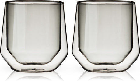 Viski aurora tumbler - dubbelwanding - glas - 266ml - 2 stuks - smoke