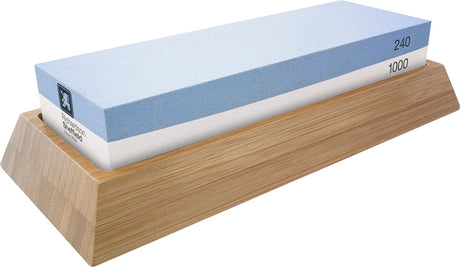 Richardson sheffield – luxe wetsteen – messenslijper – korrel 240 1000 – dubbelzijdig – inclusief bamboe houder- cadeauverpakking
