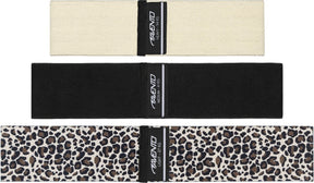 Avento weerstandsbanden set - 3 stuks- booty band - resistance band - katoen - leopard beige zwart