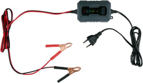 Dunlop druppellader 6 12v 1a – auto oplader met 6-staps laadcyclus – voor scooter en motor – beveiligd tegen kortsluiting – onderhoudslader voor lood en gel – zwart